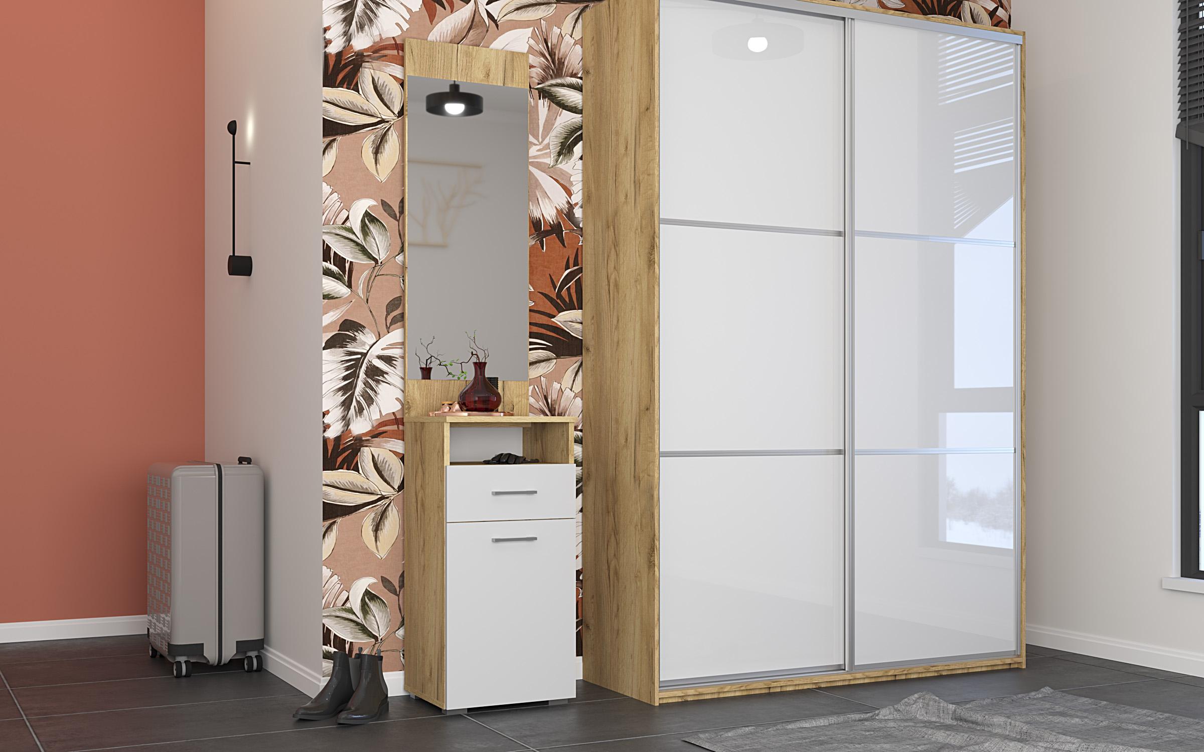 Dressing table + mirror Mandy, golden Craft oak + white  1